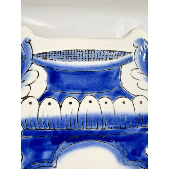 Molly Hatch Anthropologie Make Do Blue White Ceramic Vase Urn - Picture 7 of 11